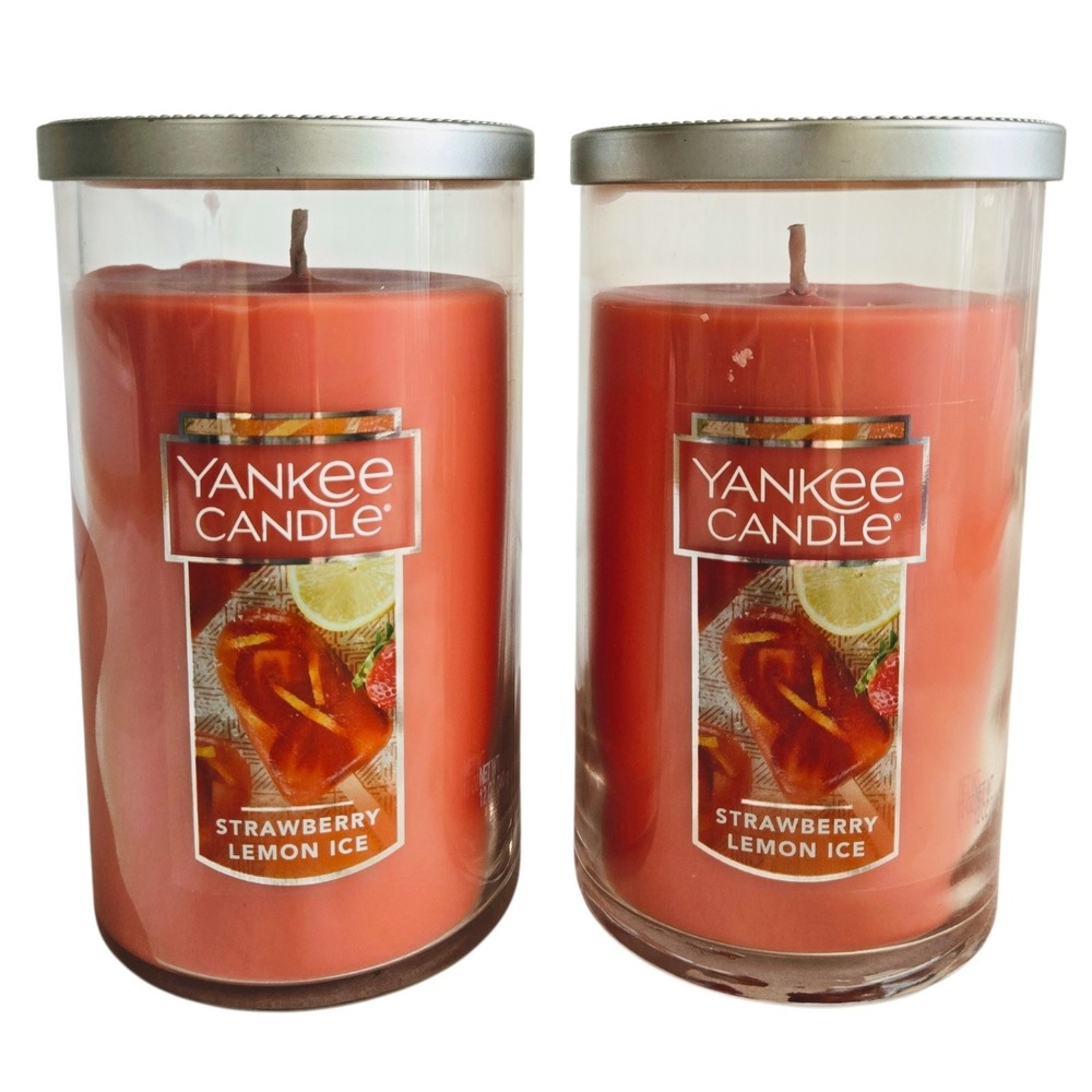 2 X Yankee Candle Strawberry Lemon Ice Candle ~ 12 oz Medium ~ Single Wick